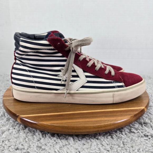 Converse Pro Leather Vulc Mid White Blue Red Striped Casual Y2K Sneaker Mens 9 - Picture 3 of 12